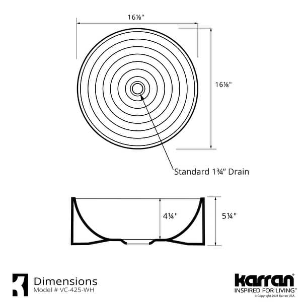 Karran Valera 16" Vitreous China Vessel Bathroom Sink in White