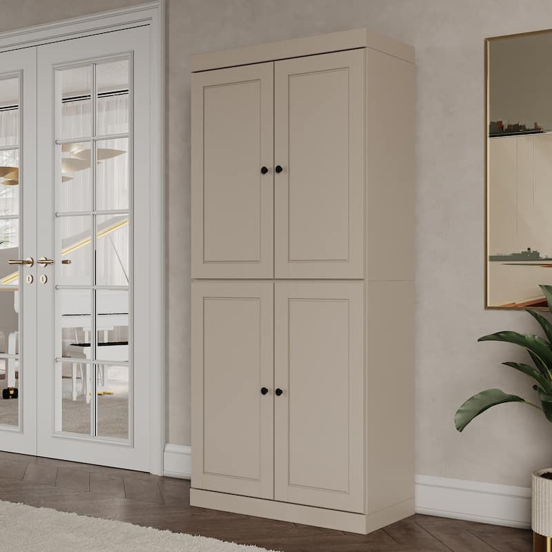 Palace Imports 100% Solid Wood 6-Shelf Bookcase with Solid Doors and Adjustable Shelves