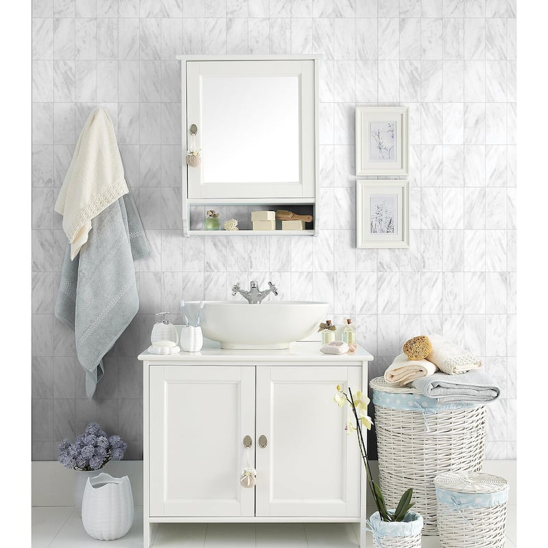 Pale Gray Marble 3" x 6" Polished Tile