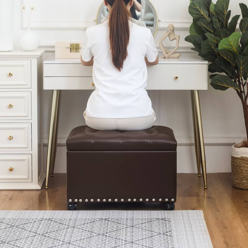 Adeco High End, Classy, Tufted Storage Bench, Ottoman Footstool