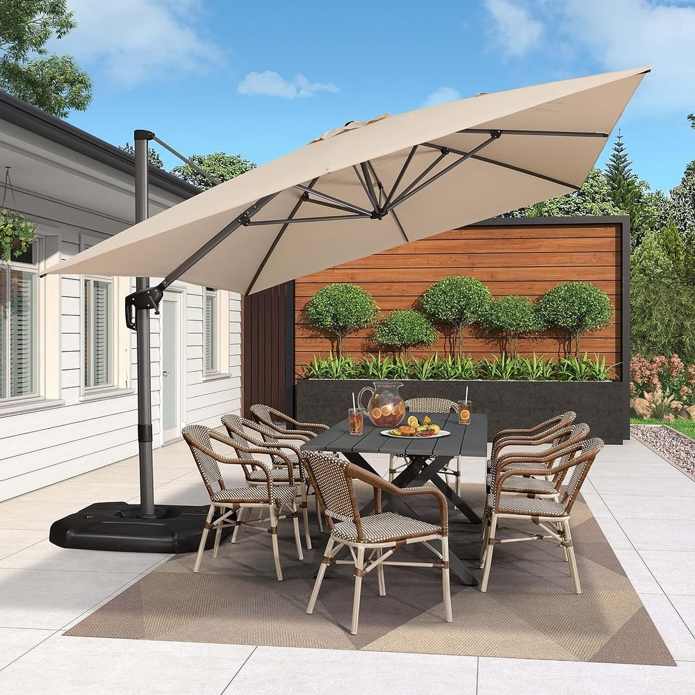 PURPLE LEAF 10 x 13 ft 360 Degree Rotation Patio Umbrella With Base