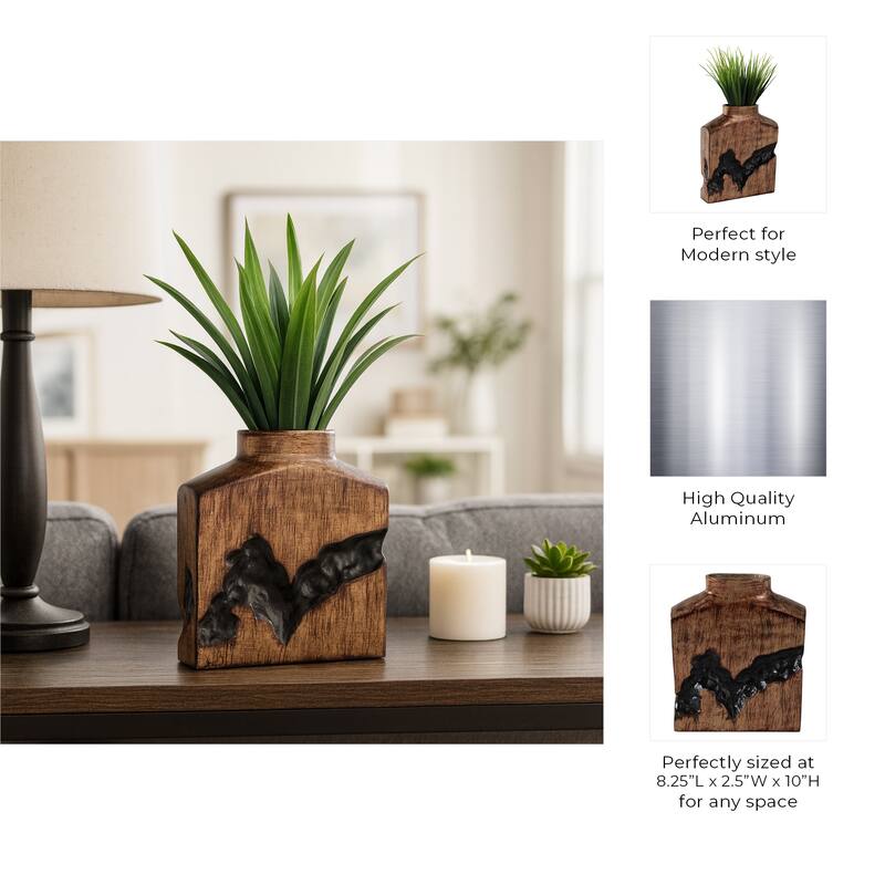 Artistic Table Vase with Fractured Finish for Home Decor