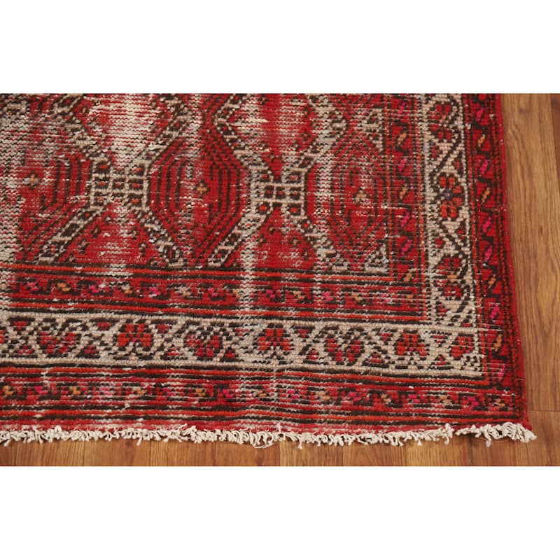 Hand Knotted Oriental 100% Wool Carpet Traditional All-Over Red Balouch Area Rug - 5' 11'' X 3' 8''