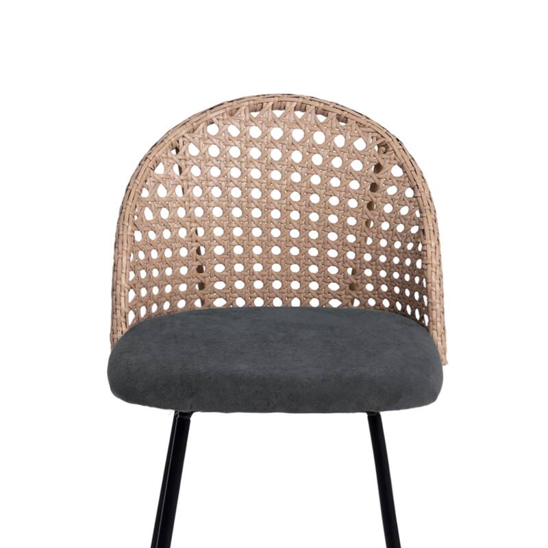Set of 4 Rattan 27" Upholstered Chenille Full Back Counter Stool