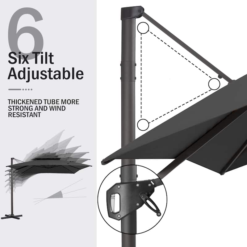 Pellebant 9X11 FT Double Top Patio Cantilever Umbrella, Base Not Included