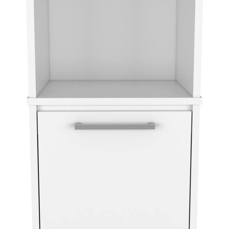 Eiffel Kitchen Pantry, Two External Shelves, Single Door Cabinet, Two Interior Shelves White -White