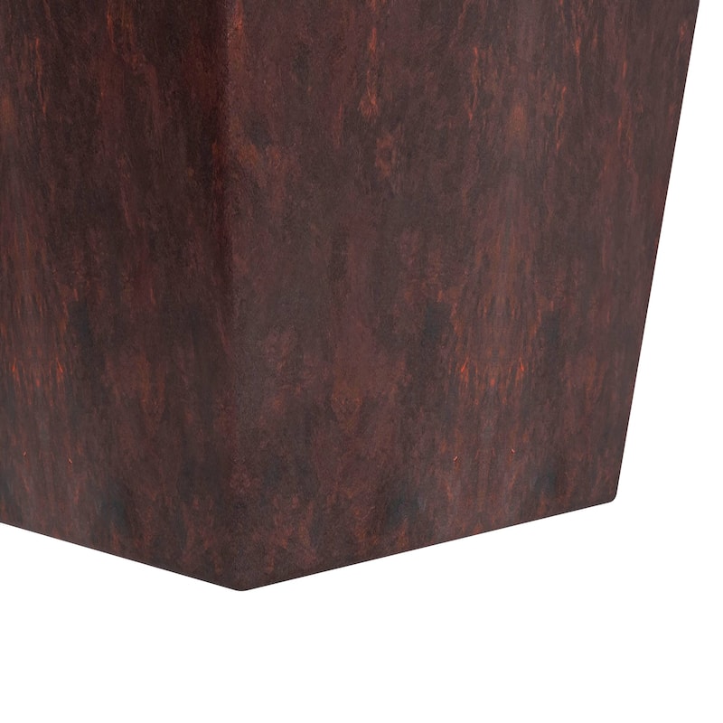 Serene Fiberstone and Clay Tapered Square Plant Pot with Drainage Holes For Indoor Outdoor Home Office Patio Porch Garden Decor