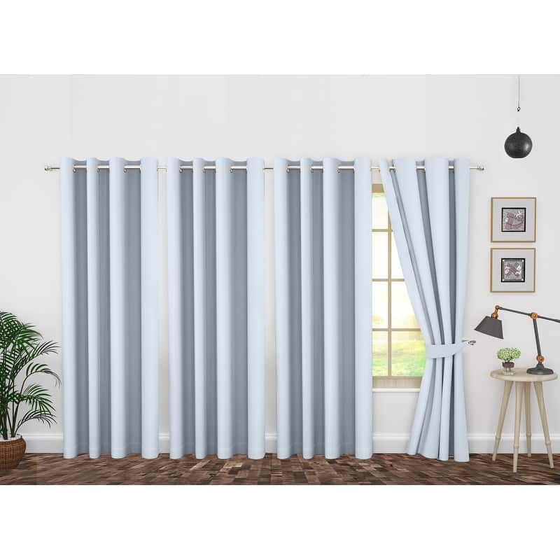 Polyester Insulated Blackout Curtains by Ample Decor- 4 Panels - 95 Inches - Steel Grey