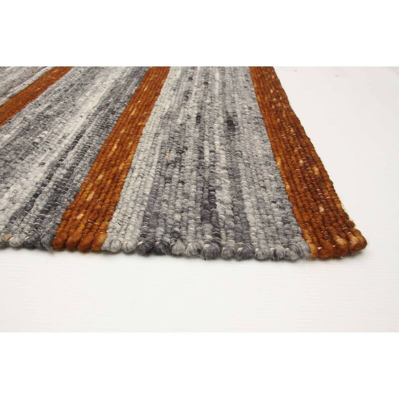 ECARPETGALLERY Braid weave Sienna Grey Wool Rug - 5'2 x 7'1