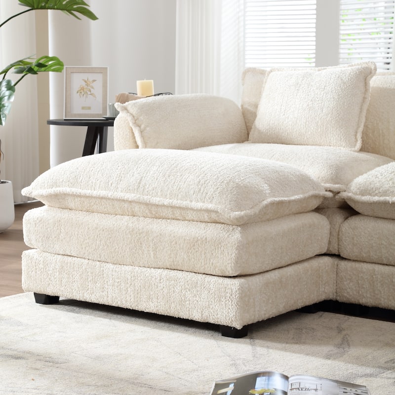 Chenille Fabric L-Shape Comfy Oversized three-seat Modular Sectional Sofa