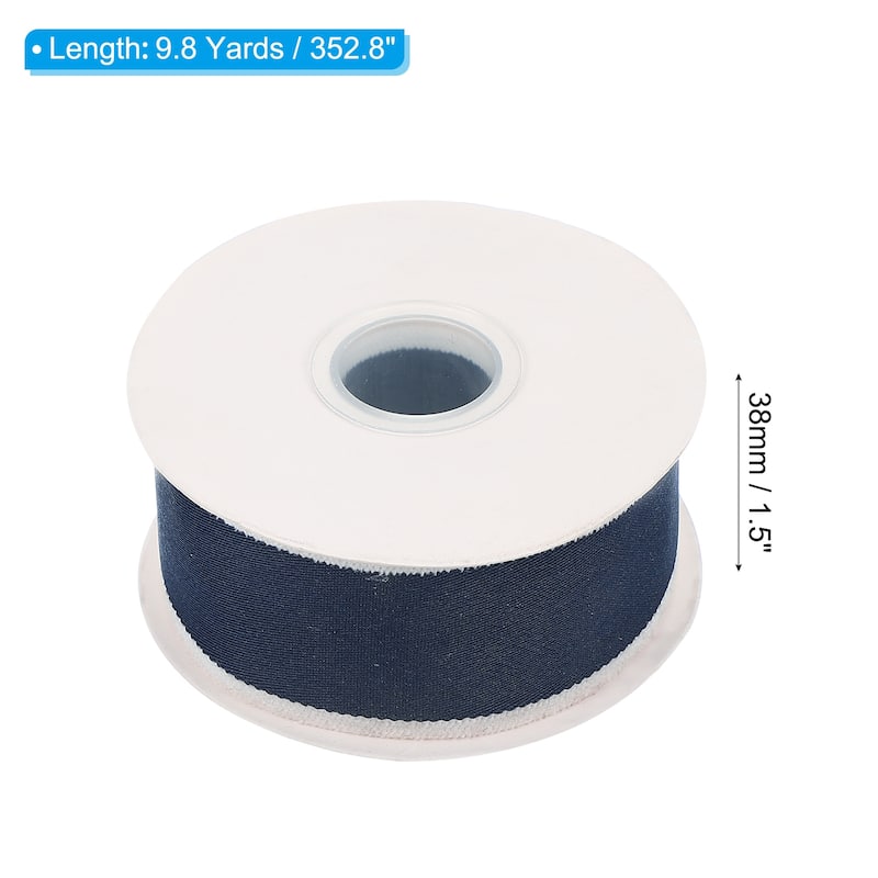 Christmas Striped Ribbon, Candy Ribbon Roll Fabric - Navy Blue - 9.8 Yards x 1.5"