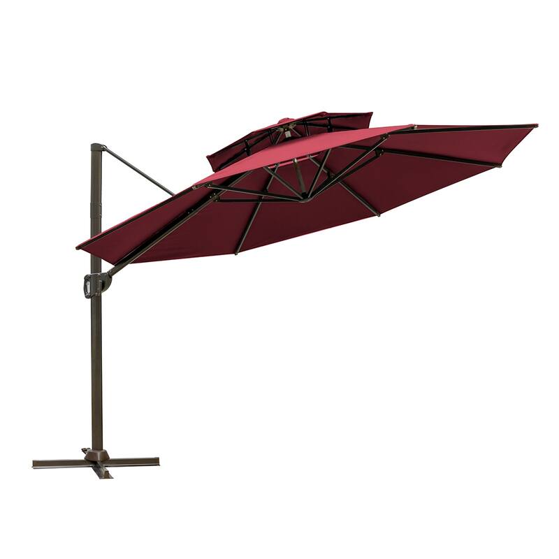 VredHom 11.5 Ft Outdoor Cantilever Umbrella with Cross Stand