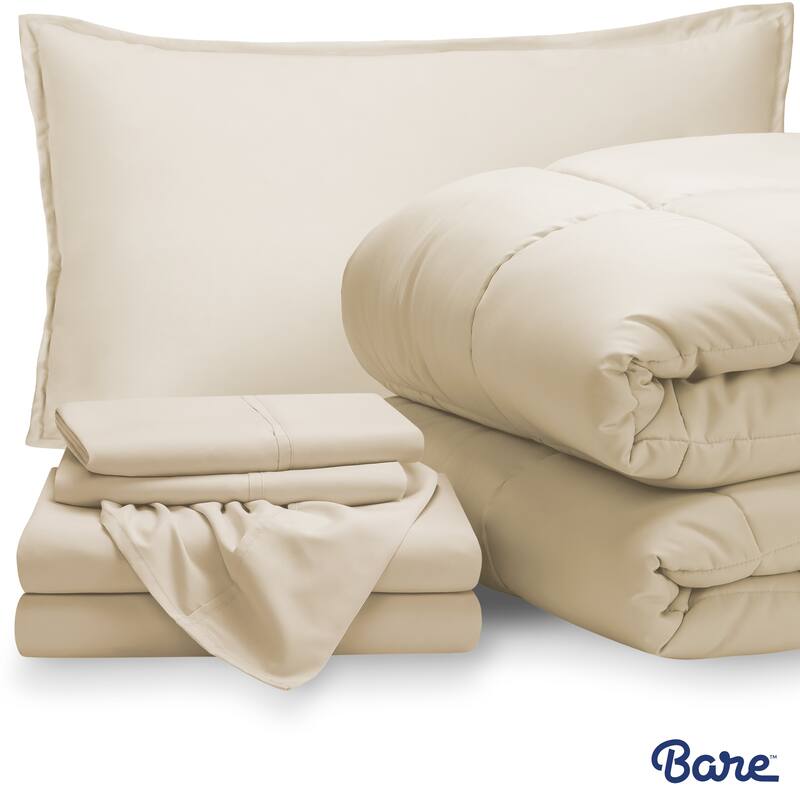 Bare Home Bed-in-a-Bag Down Alternative Comforter & Sheet Set - Sand/Sand - Twin