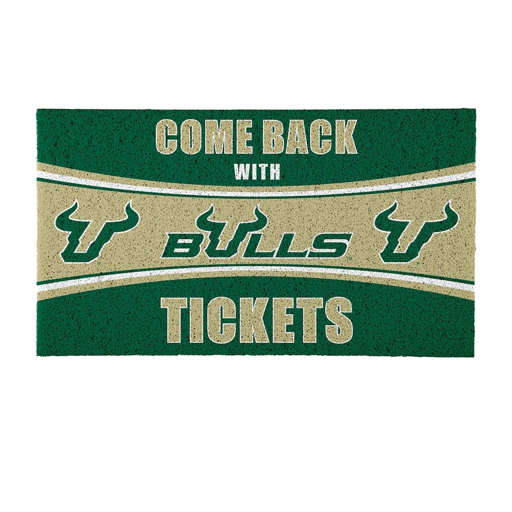 University of South Florida 28 in. x 16 in. PVC "Come Back With Tickets" Trapper Door Mat