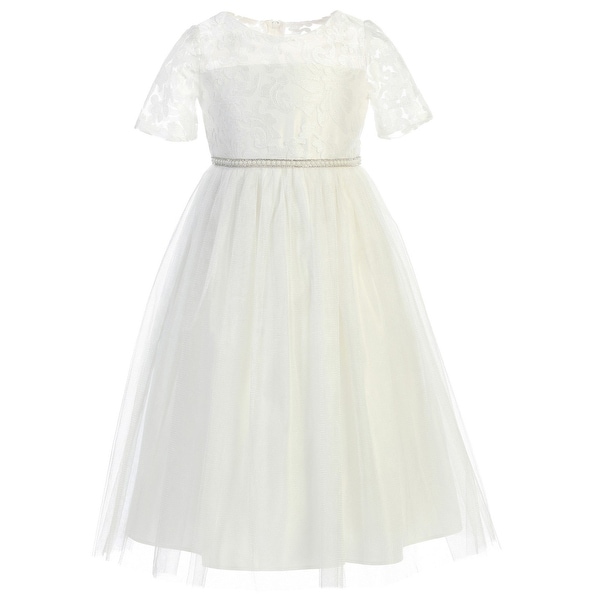 white embroidered mesh dress