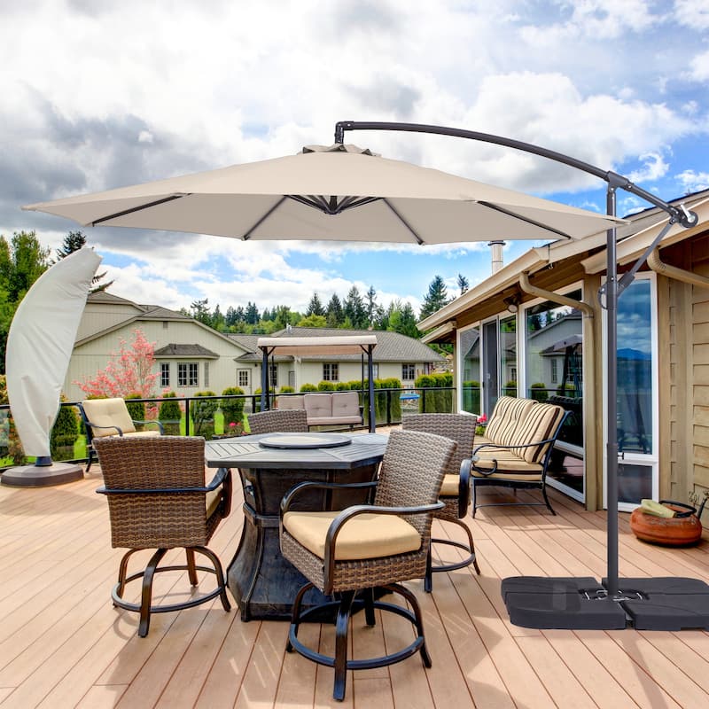 BONOSUKI 10ft Patio Offset Umbrella Outdoor Hanging Umbrella - Beige