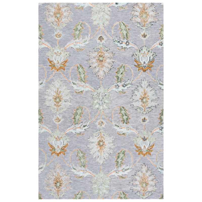 SAFAVIEH Handmade Jardin Gebkea Floral Wool Rug - Grey/Green - 4' x 6'