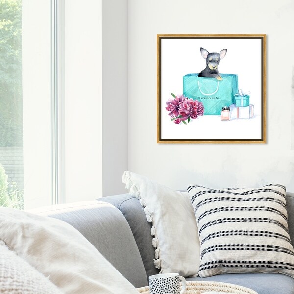 Oliver Gal 'acqua chic chihuahua' Animals Wall Art Framed Canvas