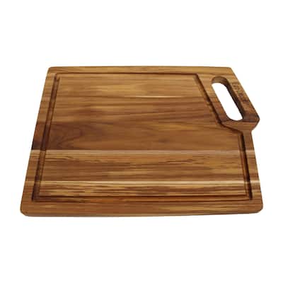 EcoDecors Teak Cutting Board 14" x 10", Reversible Teak Wood Edge Grain Carving Board with Juice Groove, FSC Certified