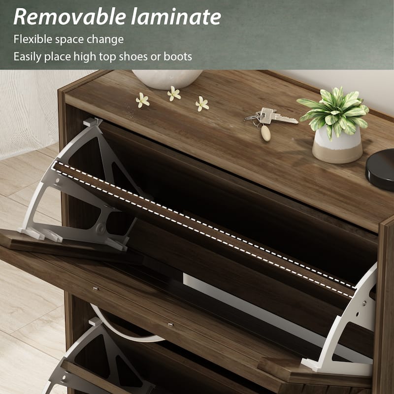 Shoe Cabinet with Flip Drawer for Entryway Rack Storage Organizer