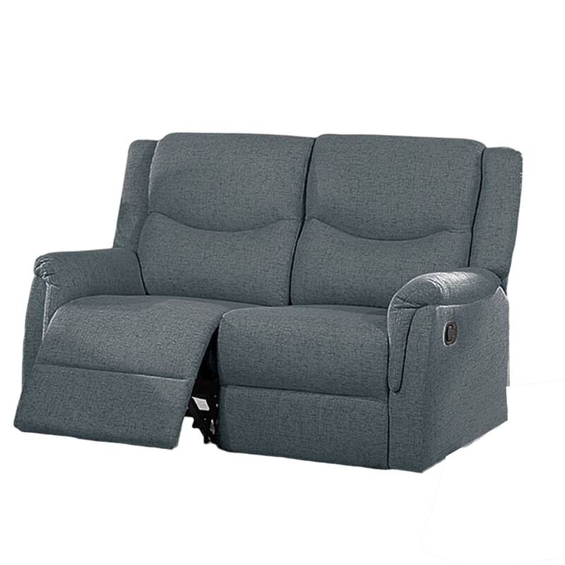 Ammy Manual Recliner Loveseat, 53in Solid Wood, Dark Gray Faux Burlap