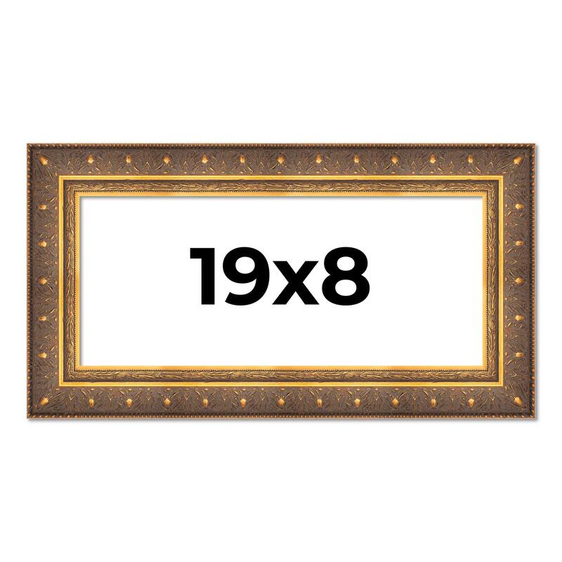 19x8 Frame Vintage Gold Solid Wood Picture Frame | 2.5 Inch Moulding