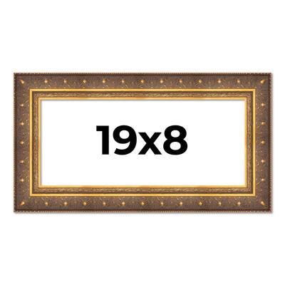 19x8 Frame Vintage Gold Solid Wood Picture Frame | 2.5 Inch Moulding