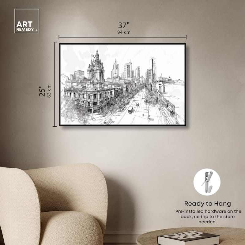 Collins Street Sketch Canvas by Art Remedy
