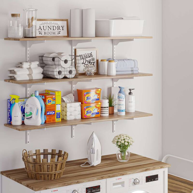 Wallniture Turin 48" Wall Mounted Shelves with Adjustable Brackets, Floating Bookshelves for Office & Living Room, 2,3 or 4 Tier