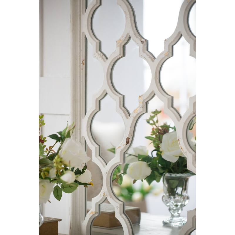 24" x 60" Distressed White Floor Mirror, Full Body Mirror for Bathroom Bedroom Living Room
