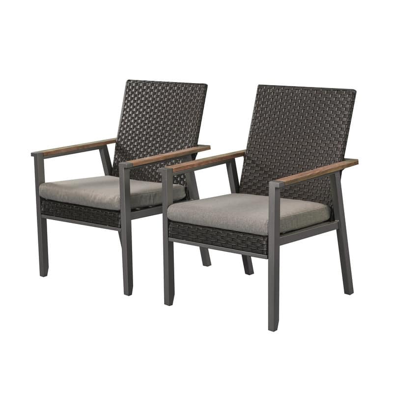 Patio Festival Thermal Transfer Outdoor Armrest Dining Chair (2-Pack) - Brown/Beige