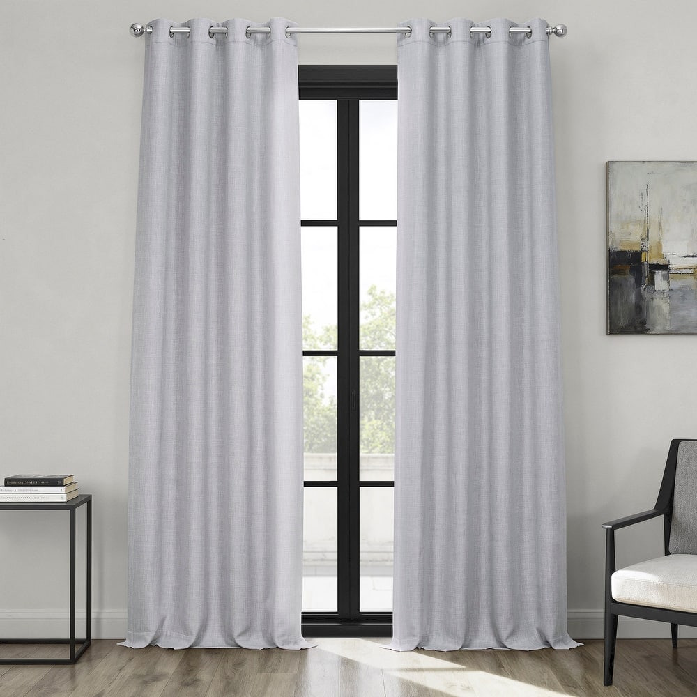 Exclusive Fabrics Grommet Textured Faux Linen Room Darkening Curtains for Bedroom & Living Room Curtains (1 Panel)
