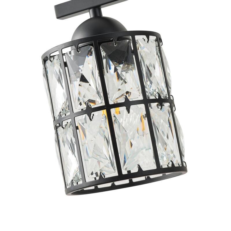 Modern 3-Light Bathroom Vanity Light in Matte Black with Clear Crystal Shades Wall Sconce Fixture