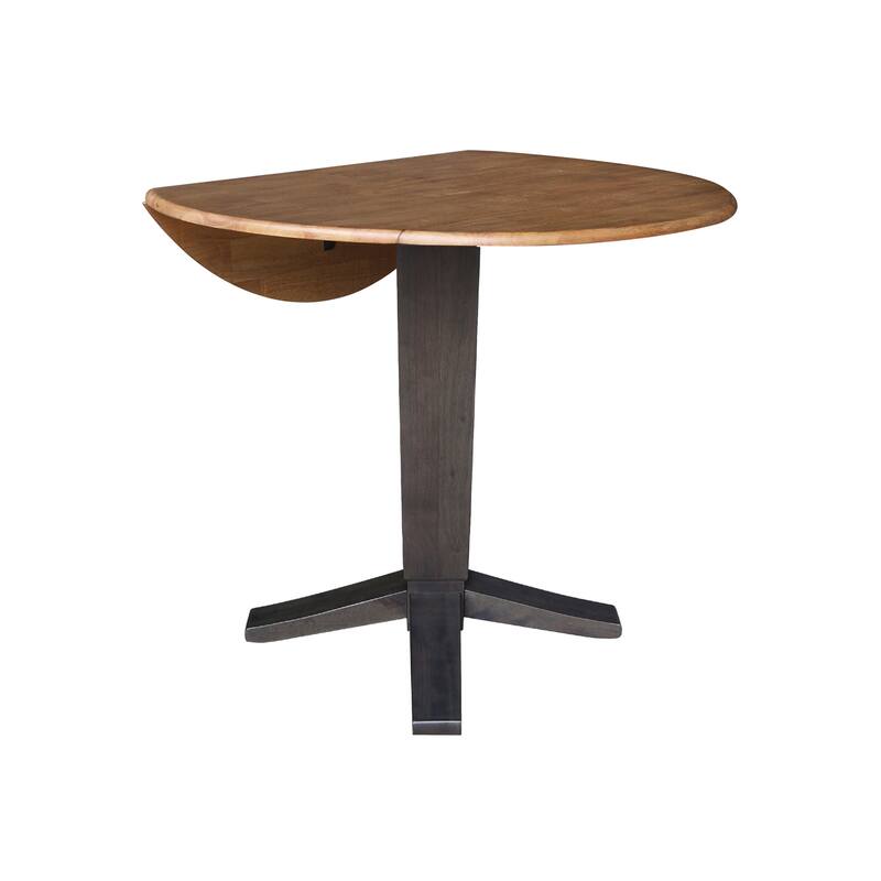 42 in Solid Wood Round Dual Drop Leaf Pedestal Counter Height Dining Table