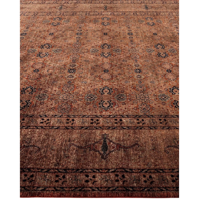 Overton Hand Knotted Wool Vintage Inspired Modern Contemporary Overdyed Brown Area Rug - 8' 3" x 11' 6"