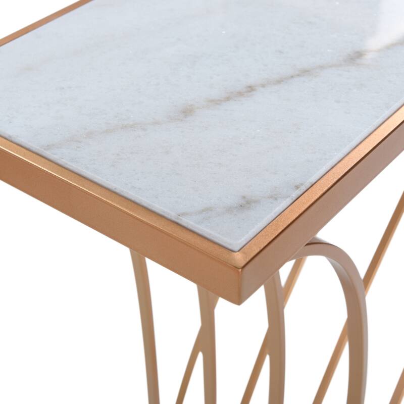 StyleCraft Seraphine Console - Golden - White Marble Top