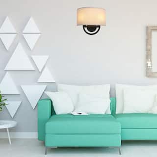 2-Lights industrial sconce light black and white wall lighting iron and fabric fixture light