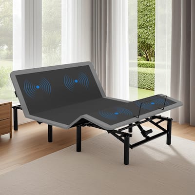 Adjustable Bed Frame with Massage Head & Foot Incline Queen Size Wireless Remote,USB ports,LED Light,4 Height-Adjustable Legs