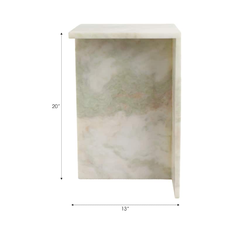 Stone Marble Accent Table Sculptural Geometric Base and Sleek Design