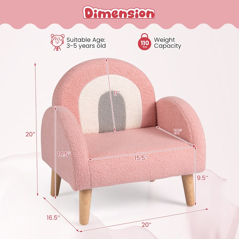 Gymax Soft Plush Kids Couch w/Comfy Backrest & Armrests Upholstered