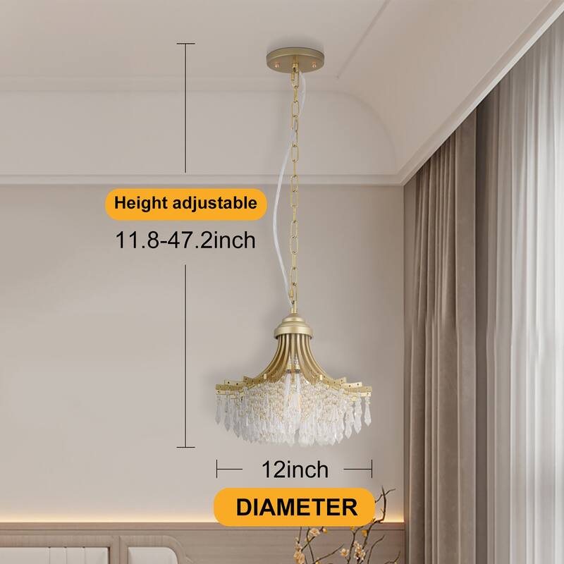 Single Bulb Matte Gold Fan Shaped Chandelier