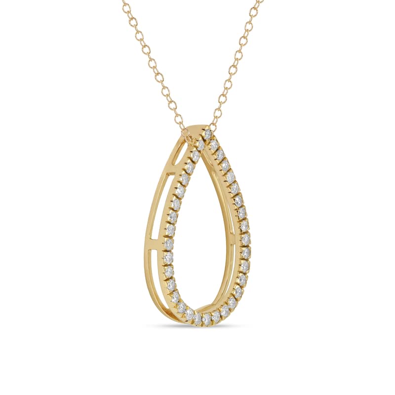 1/6ct - 1ct TDW 14K Gold Open Pear Diamond Pendant Necklace for Women