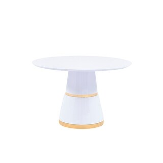 Best Master Furniture Murdy White Lacquer Pedestal Dining Table - Gold