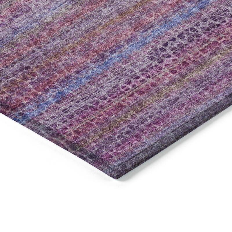 Machine Washable Indoor/Outdoor Transitional Striped Chantille Rug