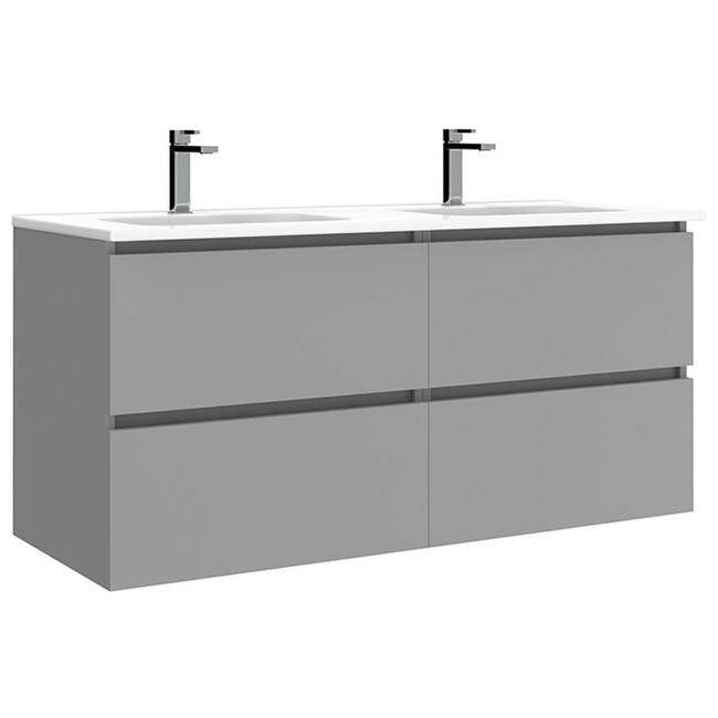 WS Bath Collections Flora C120D Flora 48" Wall Mounted Double Basin - Moka Matte