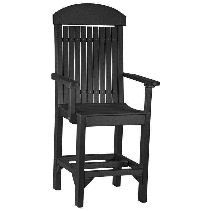 Set of 4 Poly Lumber Classic Dining Chairs - Arm Chair - Black - Counter Height