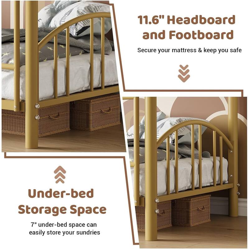 Bunk Bed Twin Over Twin with Stairs and Arched Guardrail for Bedroom and Small Space
