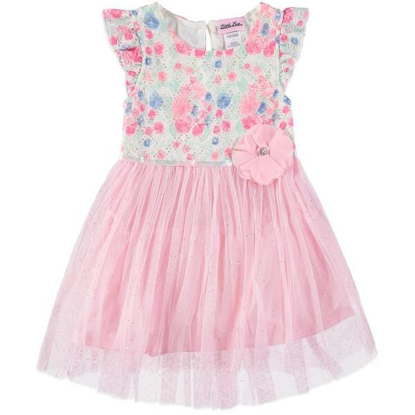 Shop Little Lass Girls 4 6x Floral Lace Dress Pink Overstock