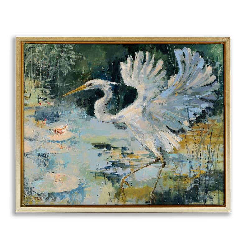 Stupell Heron with Spread Wings Framed Floater Canvas Wall Art Design By Dusza - 21 x 17 - Gold
