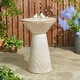 preview thumbnail 22 of 40, Glitzhome 27.5"H Two Birds Embossed Pedestal Ceramic LED Birdbath Fountain with Pump